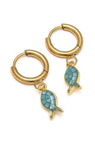 ORECCHINI CERCHIETTI PESCIOLINO AZZURRO