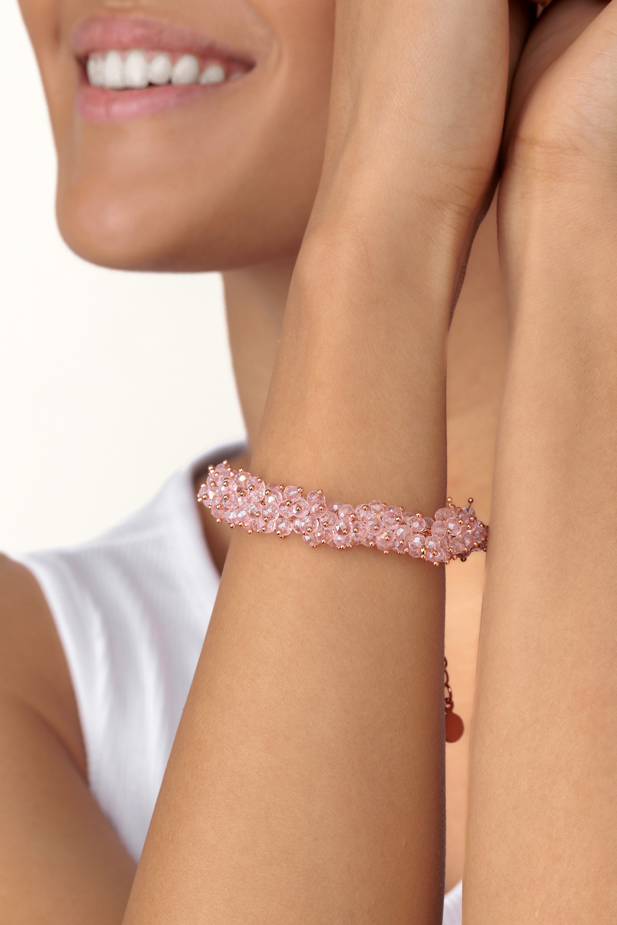 Avalaya Bracciale a 2 file flessibile effetto rosa perla bianca, Taglia unica, Plastica Perspex (acrilico) plastica, Perla Avalaya Bracciale a 2 file flessibile effetto rosa perla bianca, Taglia unica, Plastica Perspex (acrilico) plastica, Perla