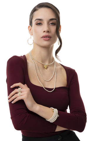 PENDIENTES DE ARO COLGANTE CON PERLAS
