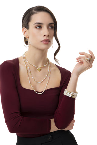 PENDIENTES DE ARO COLGANTE CON PERLAS