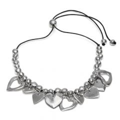 WIRE NECKLACE SPHERE MULTIHEARTS