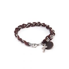 BRACELET LEATHER AND CROSS