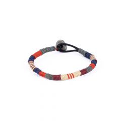 BRAIDED LEATHER BRACELET RED BLUE