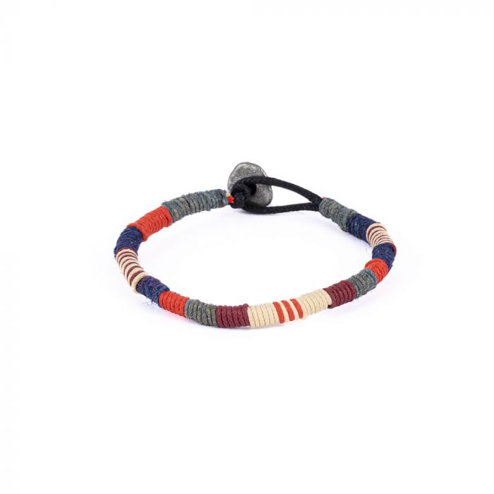 BRAIDED LEATHER BRACELET RED BLUE