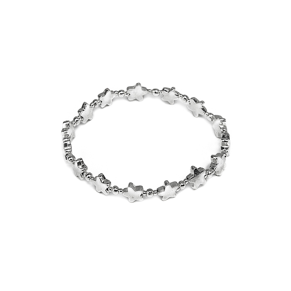 BRACCIALE FILO ELASTICO PLACCA MONDO INC. BRACCIALI REGOLABILI, PLACCATO  ARGENTO LOVE SILVER PLATED